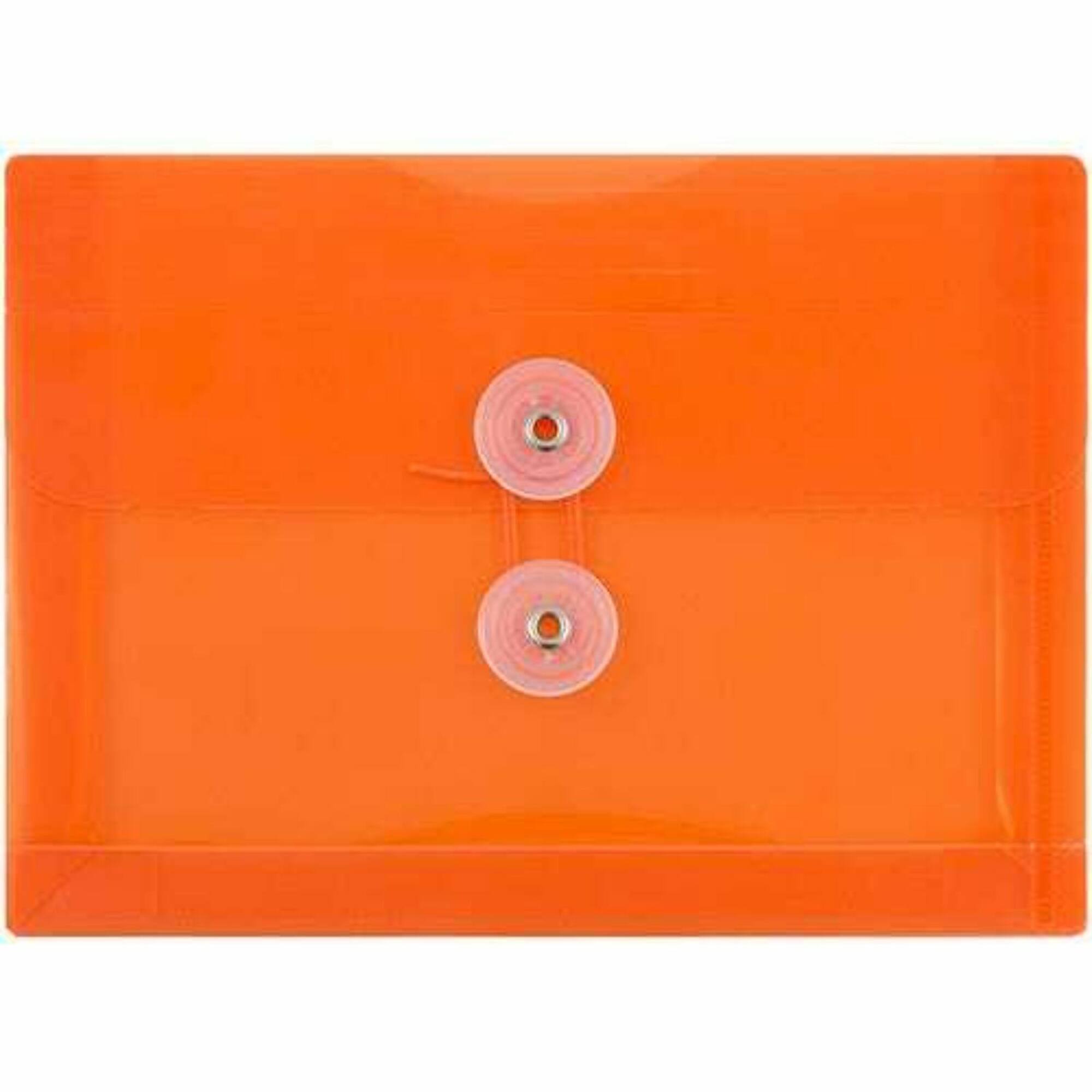 JAM Paper 5.5" x 7.5" Orange Plastic Button String Booklet Envelopes, 24ct.